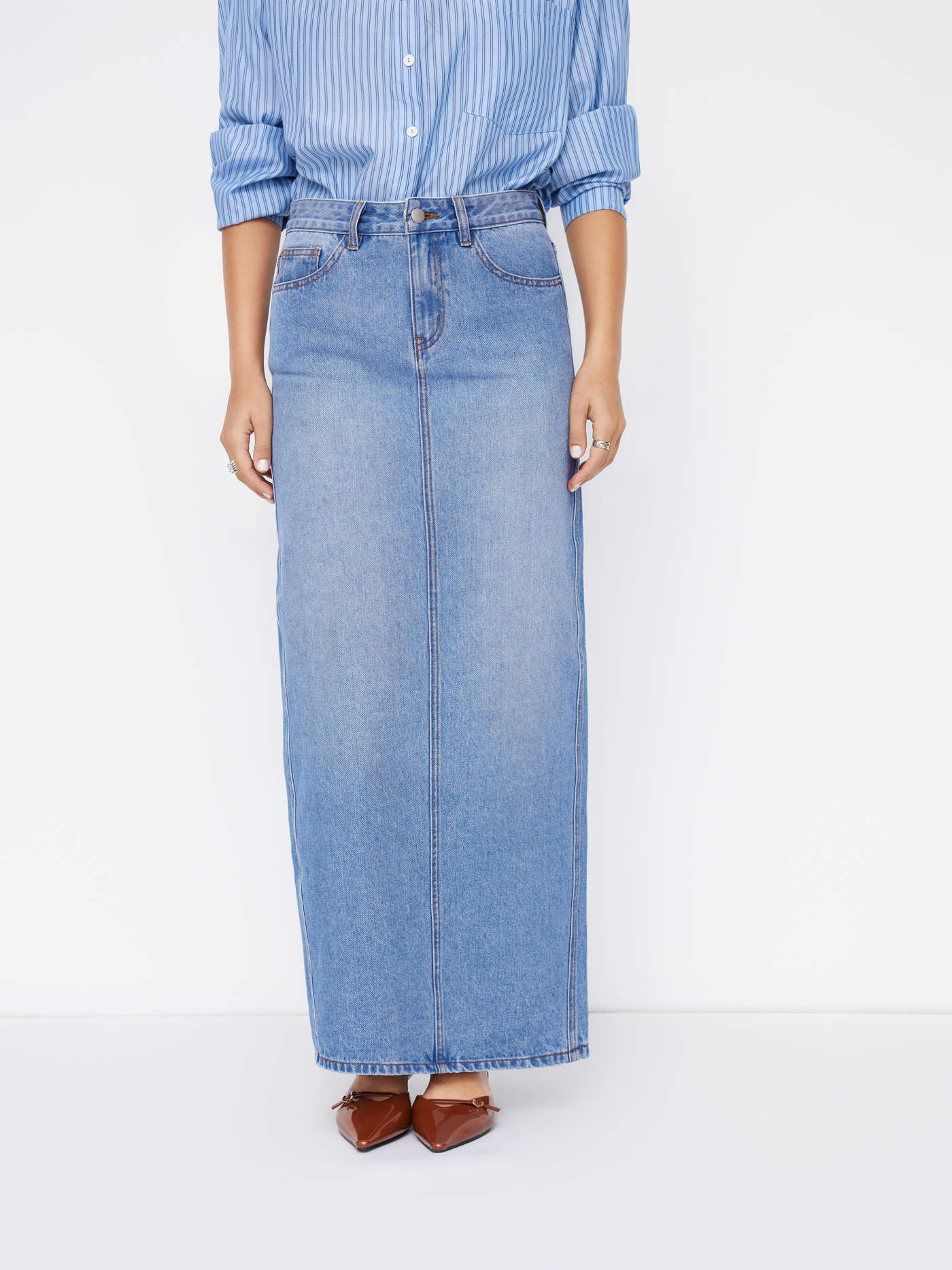 Denim The Pencil Maxi  For Daily Casual | Cider