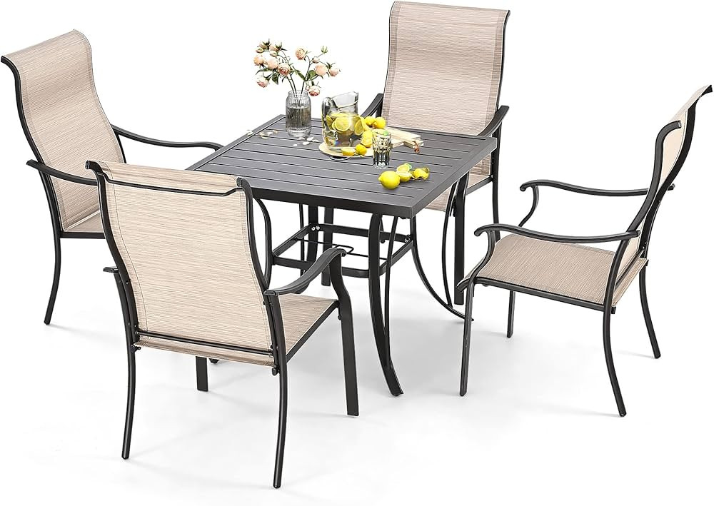 HAPPATIO Patio Dining Set,5 Piece Outdoor Dining Set,Patio Furniture Sets,4 Textilene Dining Chai... | Amazon (US)