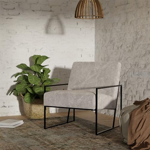 eLuxurySupply Accent Chair - Modern Industrial Slant Armchair with Layered Foam and Metal Frame - Premium High Density Soft Cushion for Supreme Comfort - Easy Assembly - Slate Faux Leather | Amazon (US)