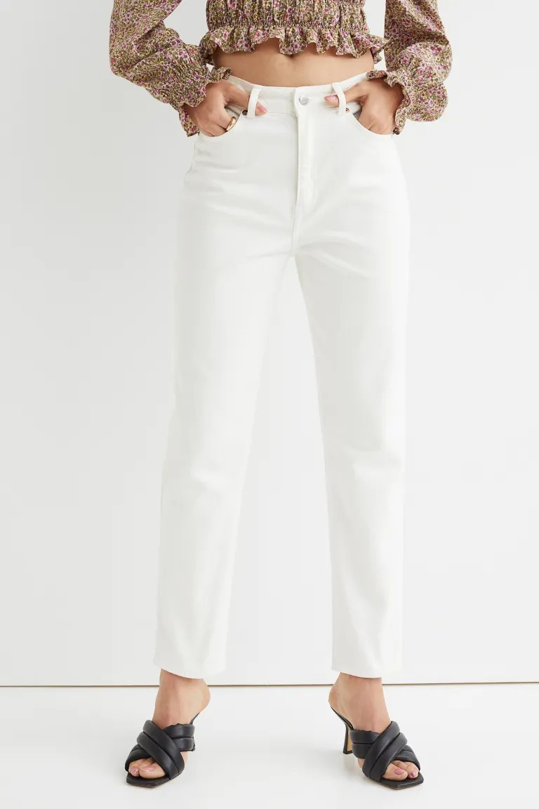 5-pocket, ankle-length jeans in slightly stretchy denim with an extra-high waist, zip fly and gen... | H&M (UK, MY, IN, SG, PH, TW, HK)