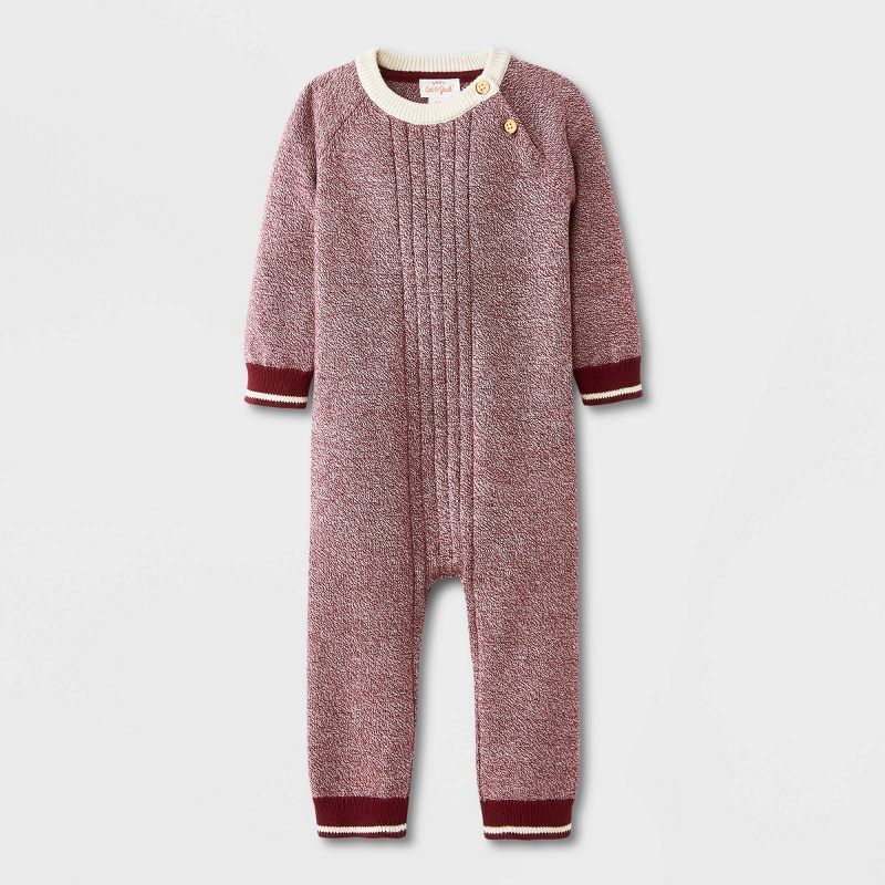 Baby Boys' Sweater Romper - Cat & Jack™ Maroon | Target