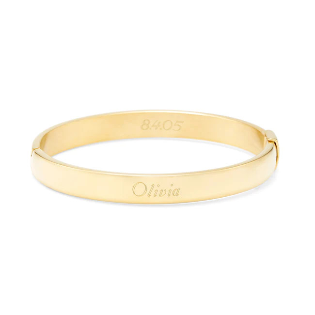 Gold Plated Engravable Oval Bangle | Eve's Addiction