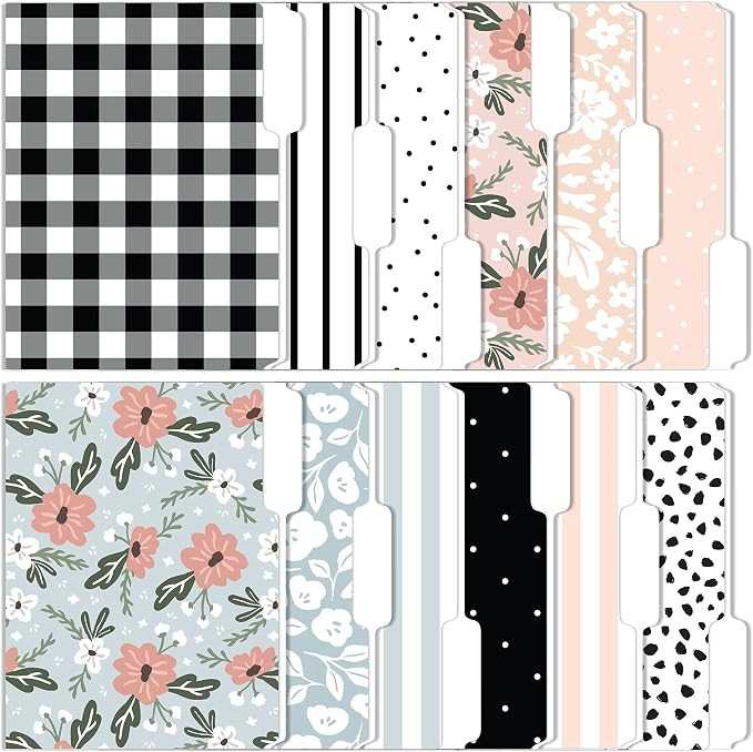 Cute Decorative File Folders, 12 Pack 3-Tab Letter Size, Boho Manila | 1/3 Cut Tabs Heavy Duty Fi... | Amazon (US)
