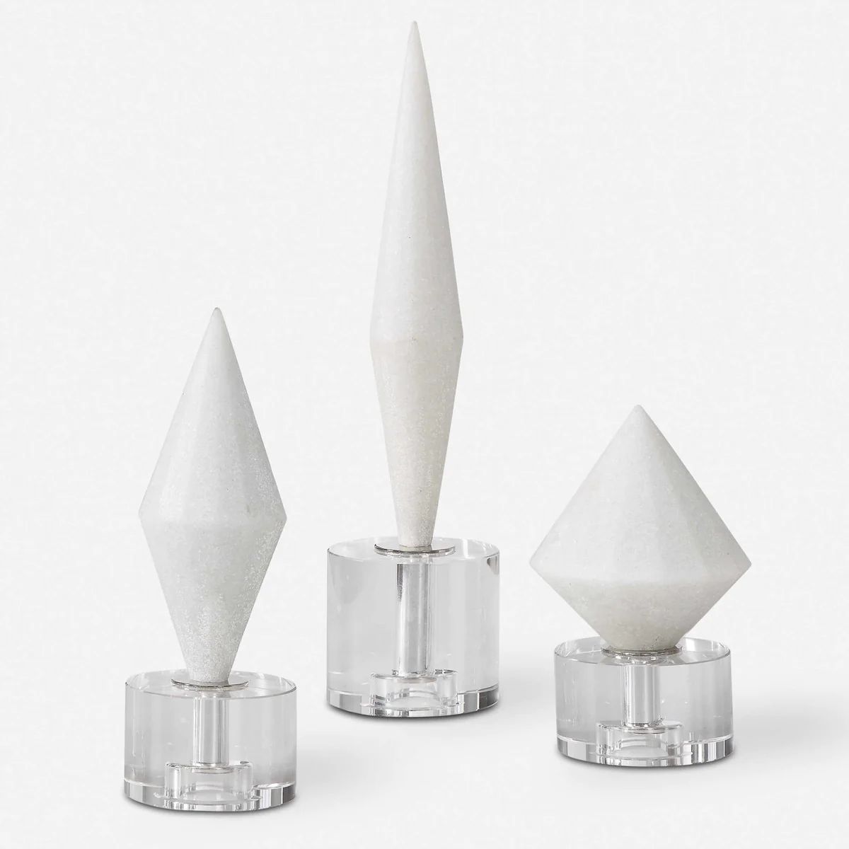 Alize White Diamond Sculptures, Set of 3 | Outrageous Interiors + Design