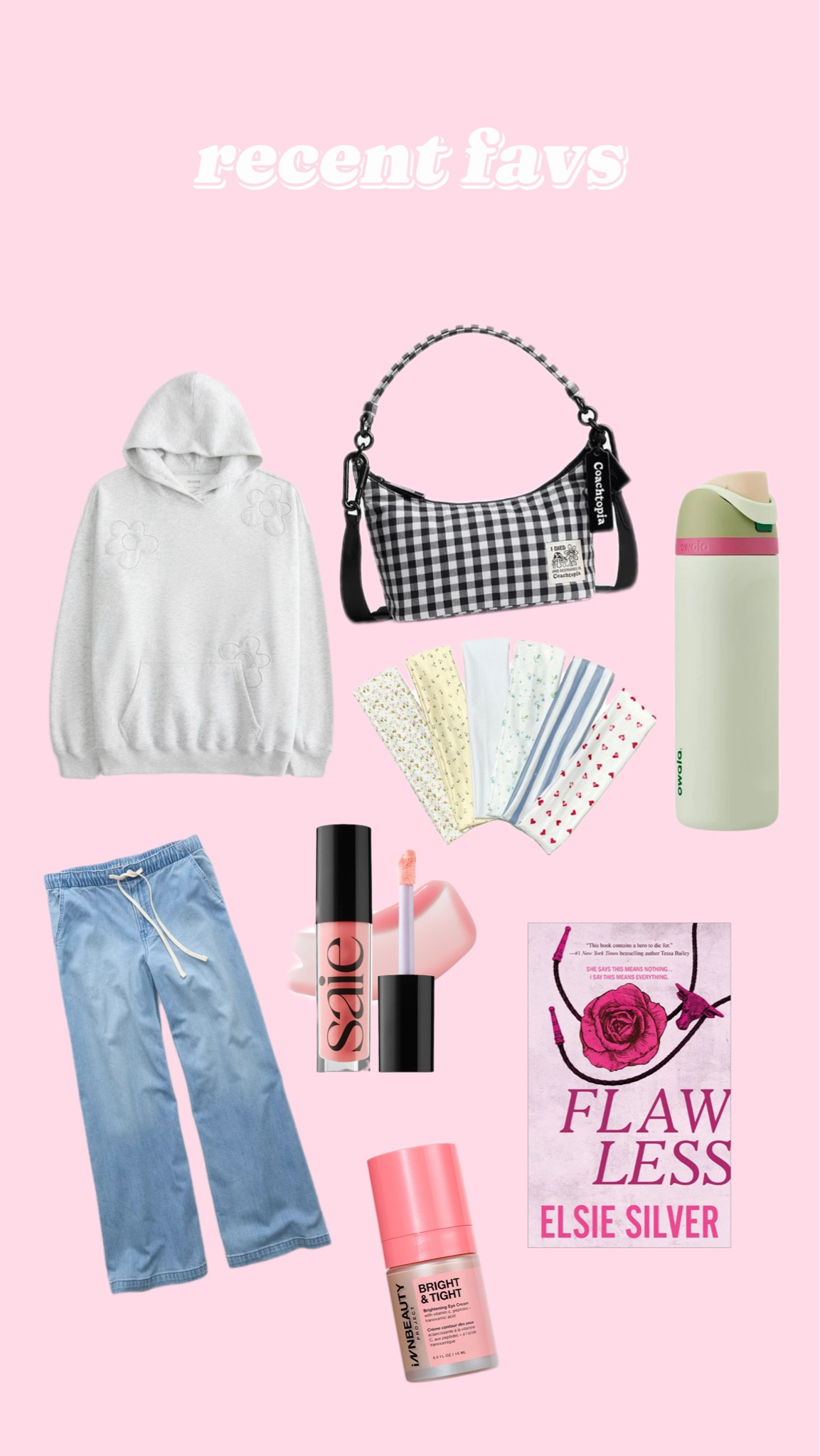 1. Hollister hoodie (the comfiest)
2. Coachtopia purse (obsessed with gingham rn)
3. Owola (my 2 fav colors)
4. Headbands (wearing them a lot rn!)
5. AE comfy jeans (cute and practical!
6. Saie lipgloss (shade and formula are amazing)
7. Flawless (4.5⭐️ read)
8. Eye cream (literally magical as a person with dark circles)

#LTKGiftGuide #LTKSeasonal #LTKSummerEdit