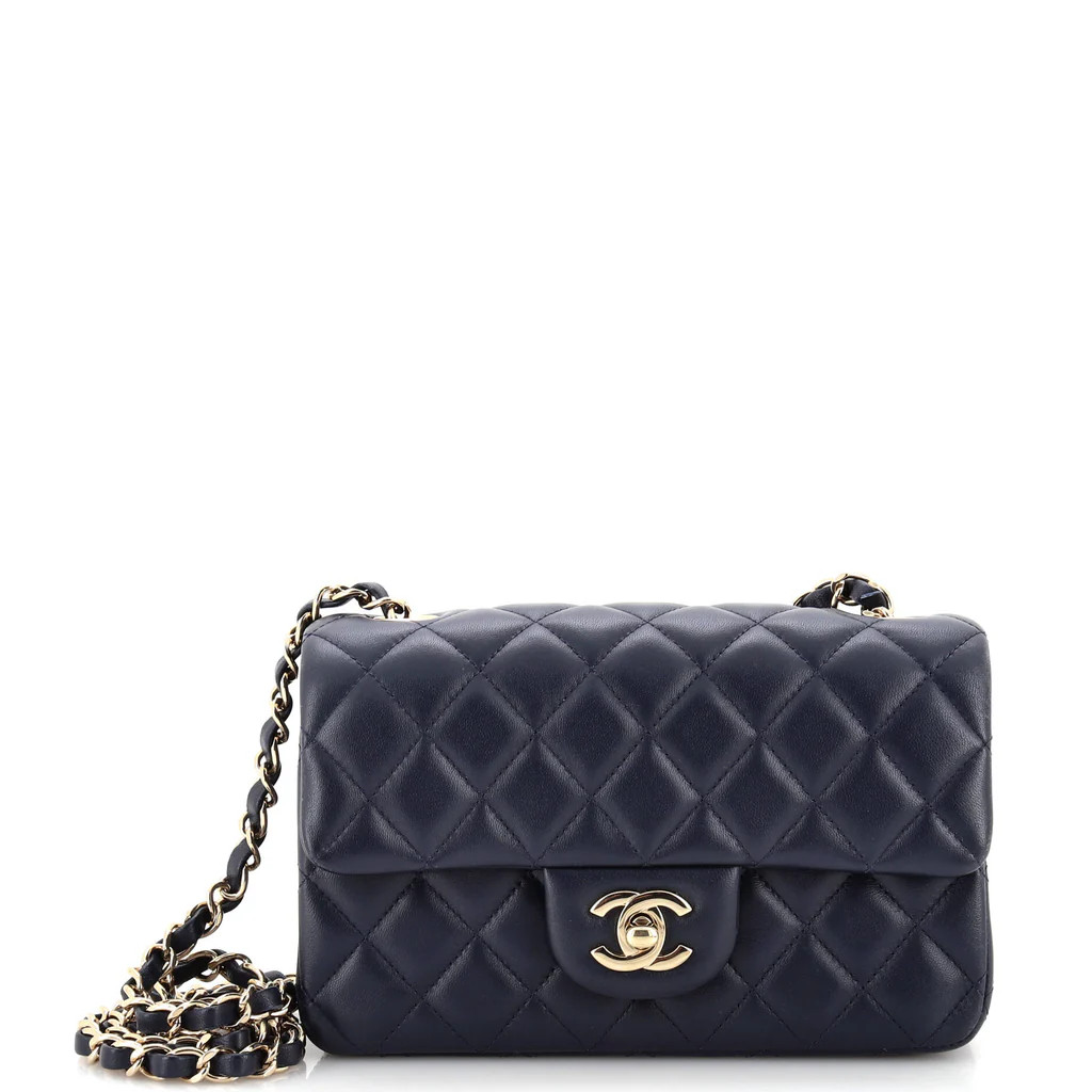 Chanel Classic Single Flap Bag Quilted Lambskin Mini Blue 27328951 | Rebag