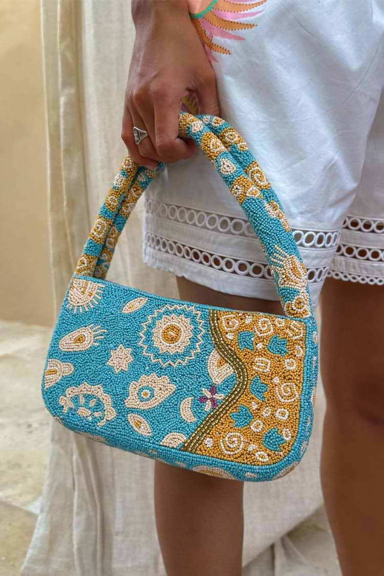Blue and Yellow Morocco Beaded bag | Never Fully Dressed (UK & IE)