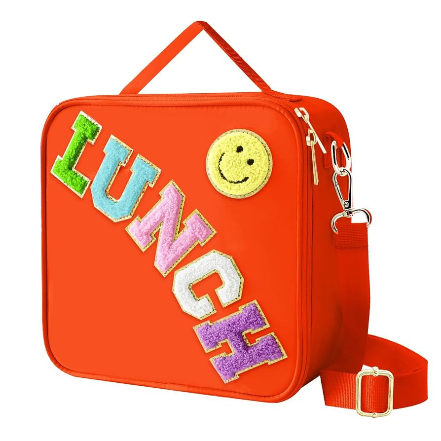 Insulated Lunch Bag With Adjustable Shoulder Strap, Nylon Preppy Lunch Box Large Insulated Lunch ... | Amazon (US)