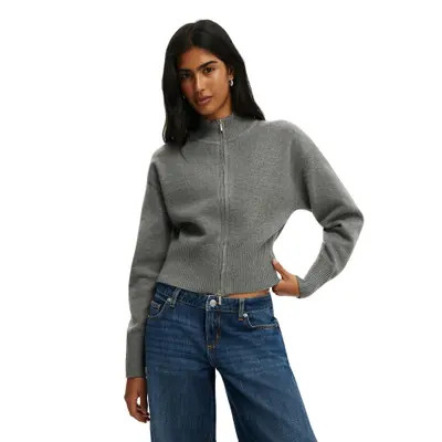 Cotton On Women's Lotus Cinched Zip Knit in Navy at Nordstrom, Size Large | Nordstrom