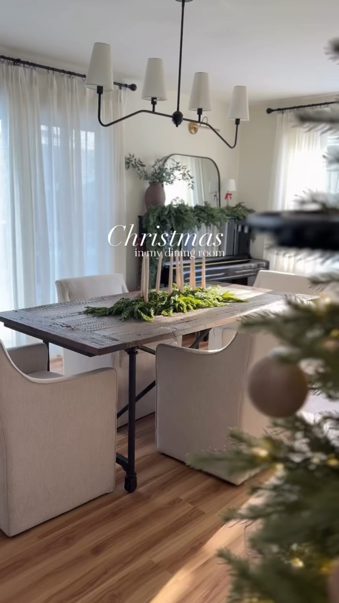 I’m really loving how my dining room came together this year! 🎄
I swapped the white candles for taupe ones for the tablescape I made (shared the DIY in another reel), and the winter greenery just makes the space feel so cozy. When I finished decorating, I noticed the sunlight was pouring in and it felt magical. 

It’s the kind of view you walk into and instantly feel cozy and at home.

#LTKHome #LTKSeasonal #LTKHoliday