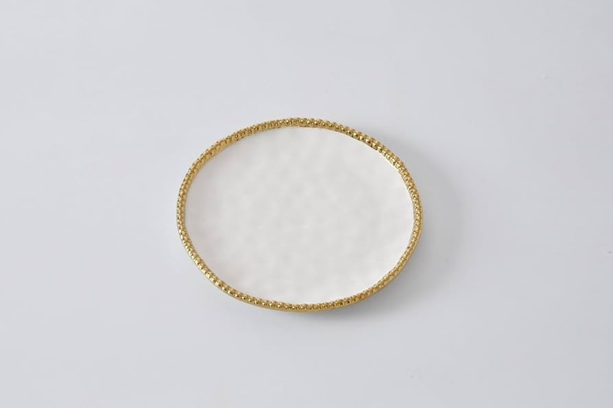 Pampa Bay Porcelain Round Salad Plate, 8.5 x 8.5 Inch., White/Gold, Oven and Dishwasher Safe | Amazon (US)