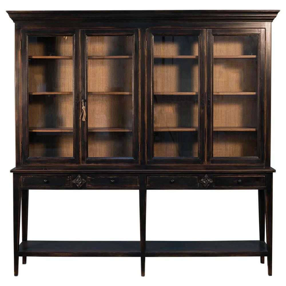 Brenda Modern Classic Glass Panel Door Dark Brown Solid Pine Display Case | Kathy Kuo Home