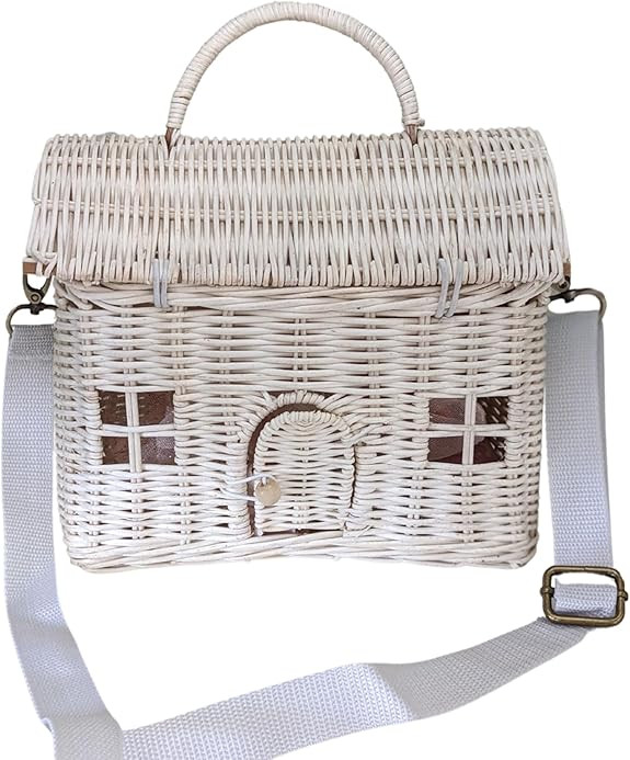 Natural Rattan Dollhouse Shoulder Basket Bag for Kids, Children, Toy Storage, Play, Travel, Neutr... | Amazon (US)