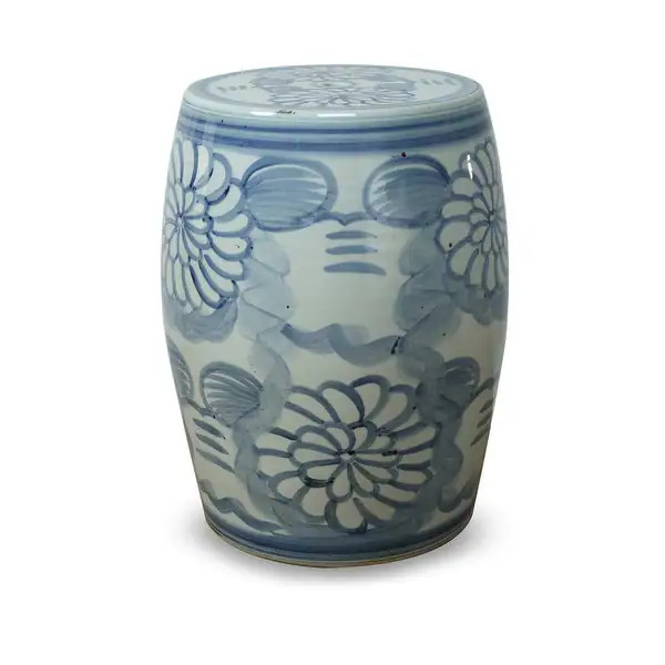 Approx. 17" High Blue and White Garden Stool with Flower Motif - Bed Bath & Beyond - 41164840 | Bed Bath & Beyond