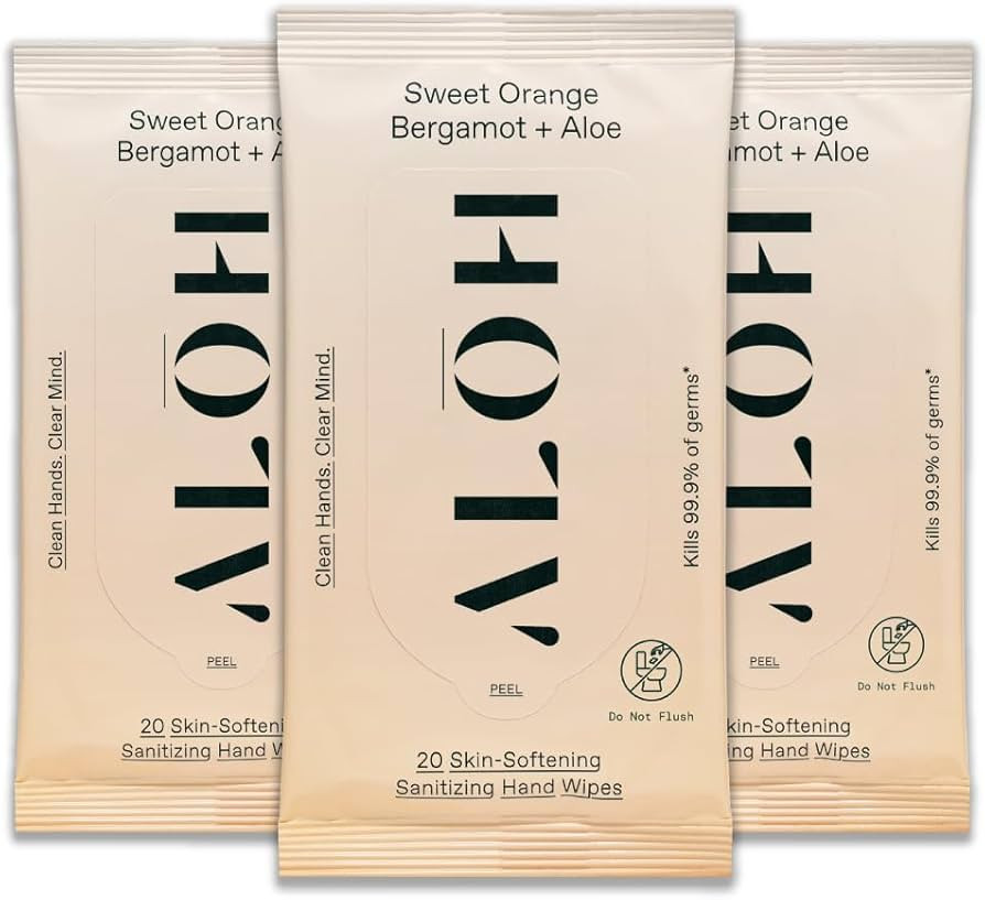 ALŌH Sweet Orange Bergamot + Aloe Sanitizing Hand Wipes - Clean Hands, Clear Mind - On The Go Ha... | Amazon (US)
