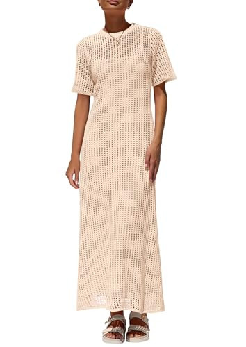 PRETTYGARDEN Womens Eyelet Cover Up Dress 2026 Summer Vacation Resort Maxi Dresses Beach Short Sleeve Hollow Out Sundress (Apricot,X-Large) | Amazon (US)