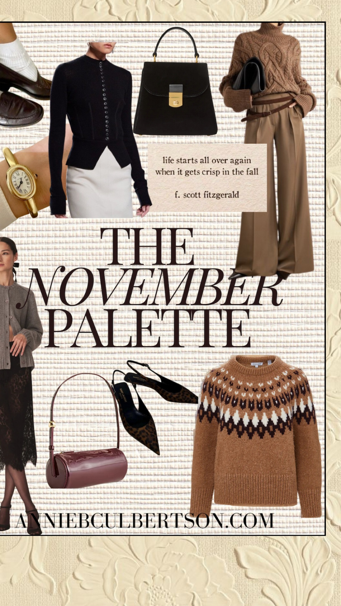 November palette / fall trends / velvet / fashion trends / cylinder bags / fair isle

#LTKCyberWeek #LTKHoliday #LTKFindsUnder100