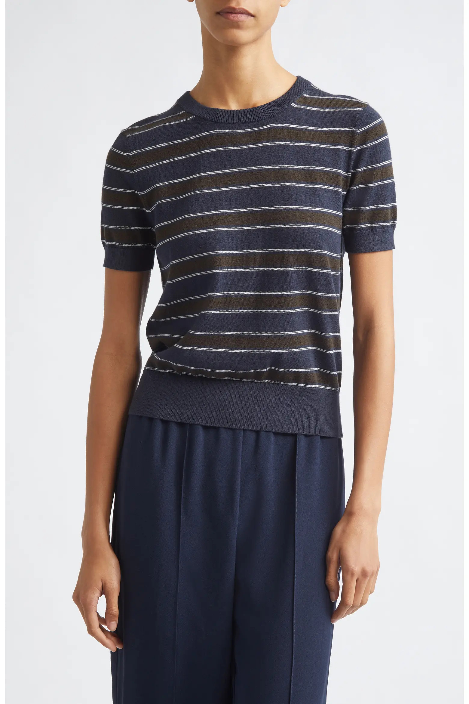 Stripe Short Sleeve Cotton & Cashmere Sweater T-Shirt (Women) | Nordstrom | Nordstrom