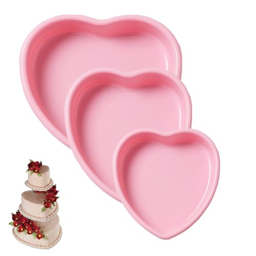 FRIGIIRE Silicone Heart Shaped Cake Pans Heart Cake Layer Pan Set 7/9/10 inch Heart Cake Mold Non-Stick | Amazon (US)