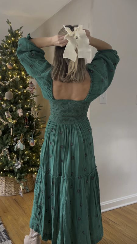 Holiday outfit Inspo wearing one of
My all time favorite free people dresses ! I own it in 6 colors 🙊 wearing a size XS and paired it with dolce vita cow girl boots & a bow to tie it all together. And a denim sherpa jacket (also XS) to keep me cozy since it’s officially winter heree

#LTKHoliday #LTKSeasonal