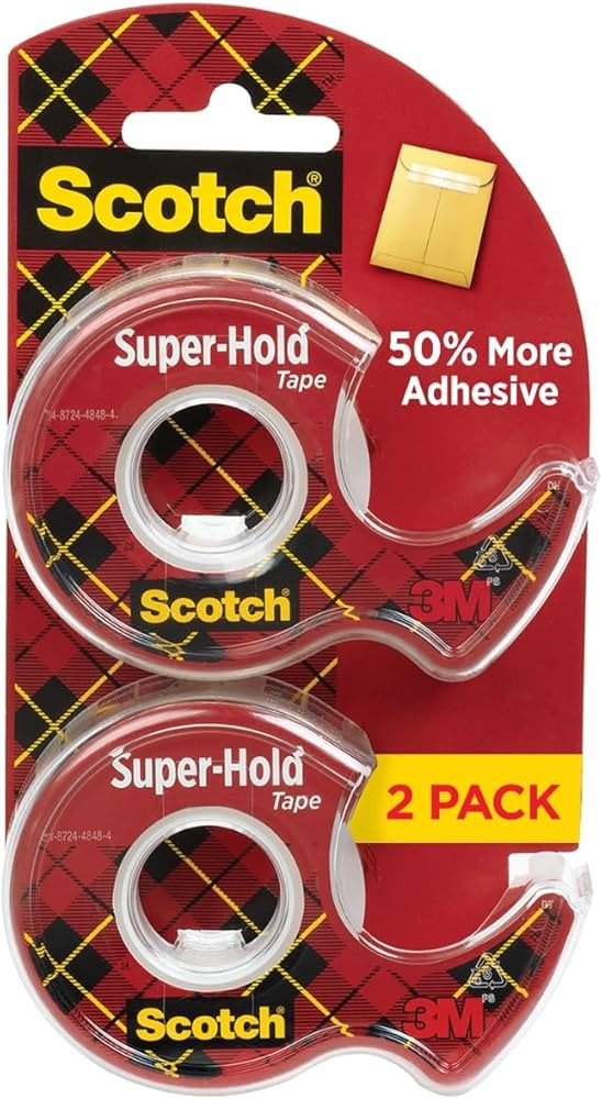 Scotch Super-Hold Tape, 2 Rolls, Transparent Finish, 50% More Adhesive, Trusted Favorite, 3/4 x 6... | Amazon (US)