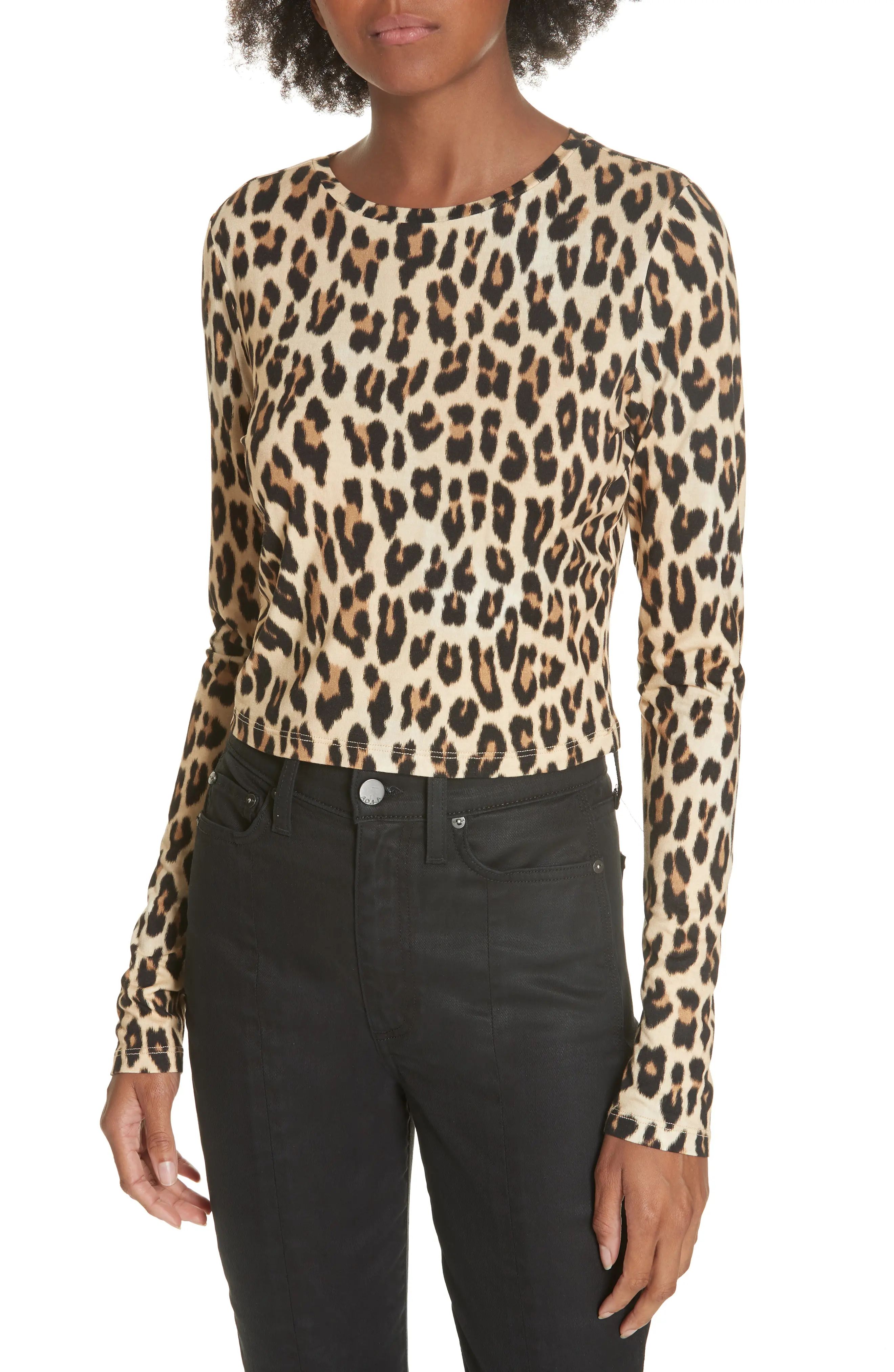 Alice + Olivia Delaina Leopard Print Crop Top | Nordstrom