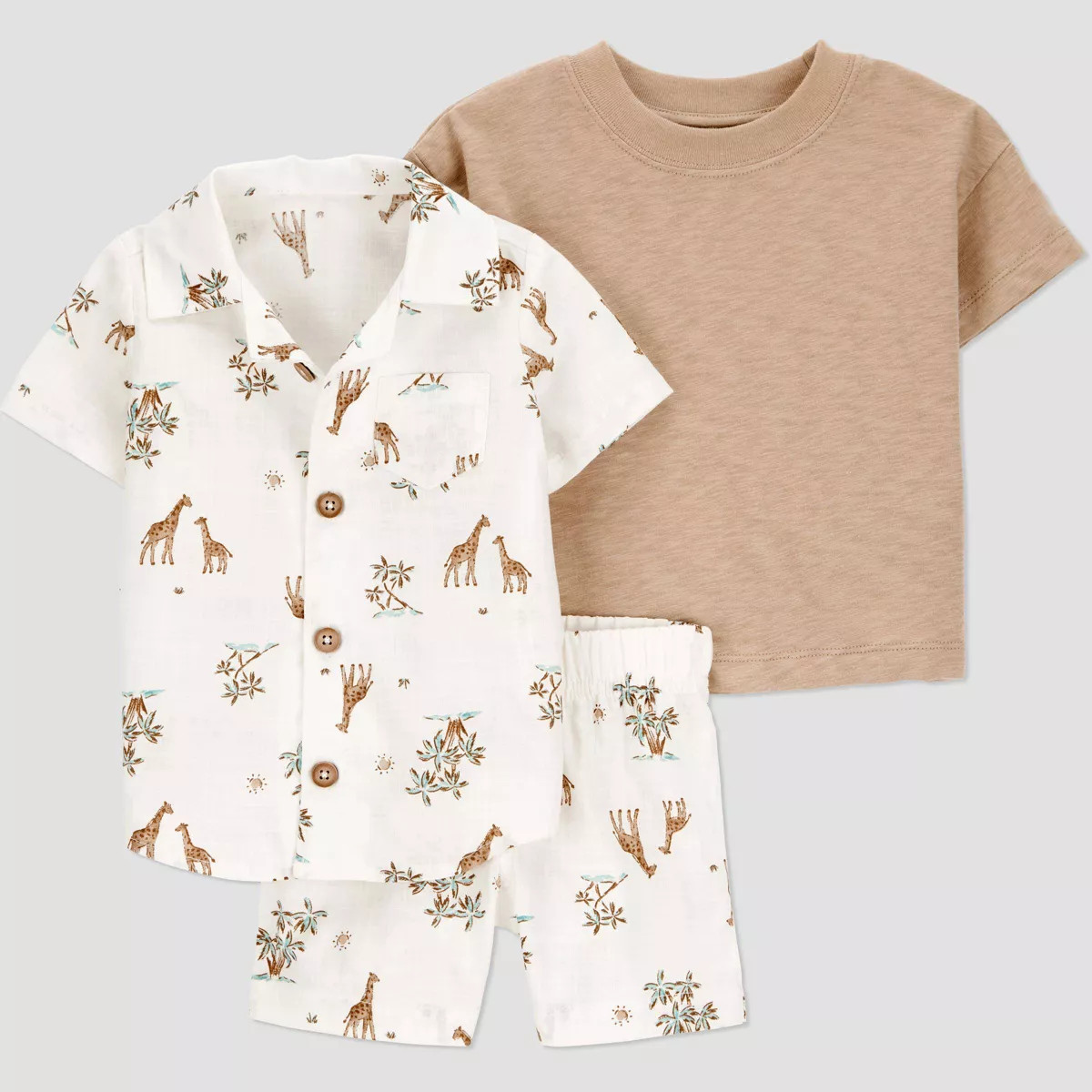 Carter's Just One You®️ Baby Boys' Creme Scenic 3pc Set Top & Bottom Set - Brown 18M | Target
