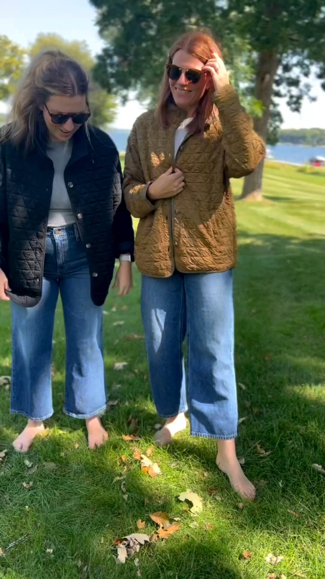 This quilted jacket is so comfortable and versatile, we both own it and love it! Comes in a ton of different colors and runs true to size! A perfect layering piece that will take you into cooler temps!