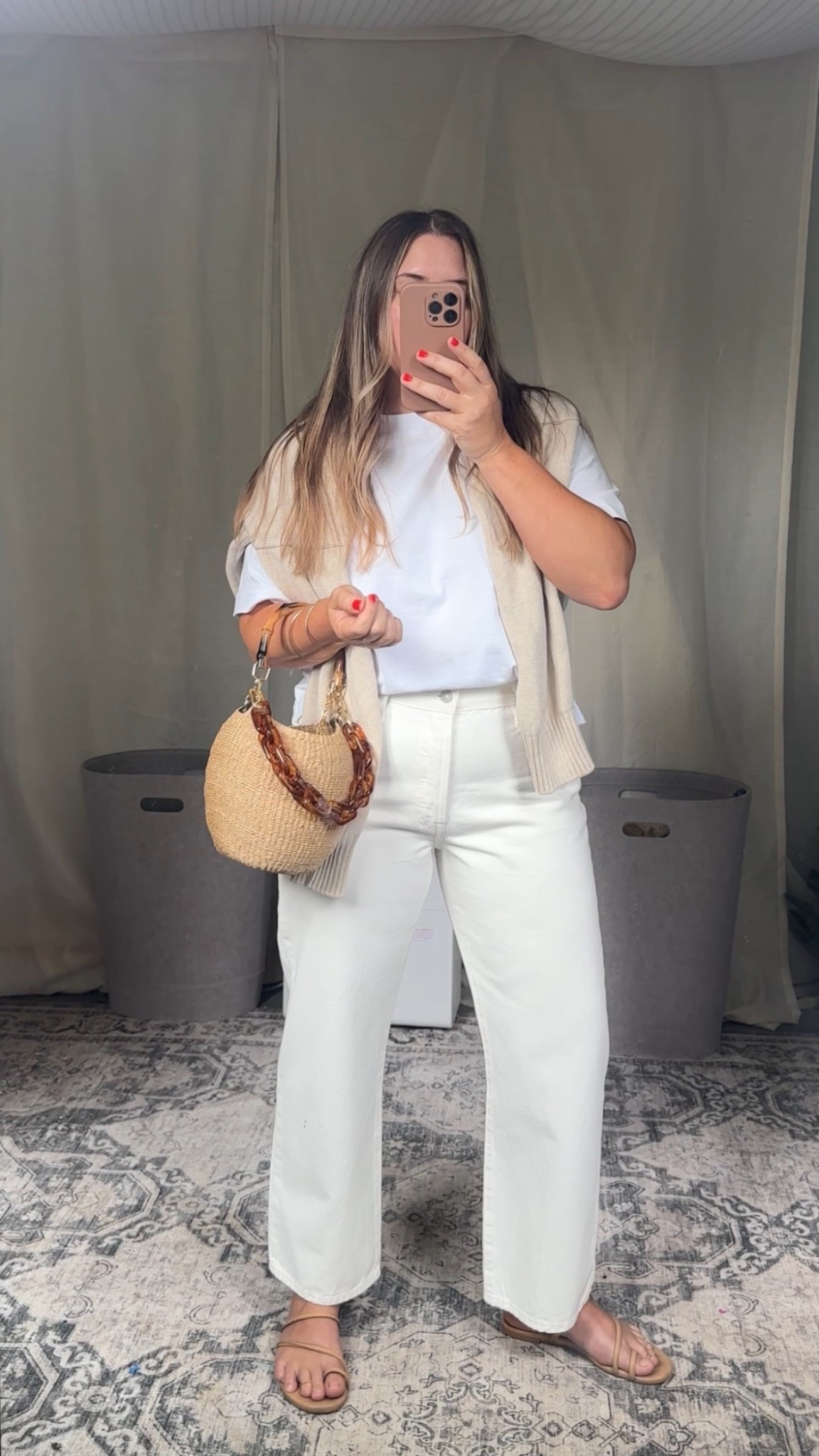 White levis jeans & jcrew tee 

Medium in tee
Size up one in jeans
Quince sweater medium
Clare v bag

Summer bag
Raffia
White tee
Jeans 
Petite jeans

#LTKItBag #LTKPetite #LTKSeasonal