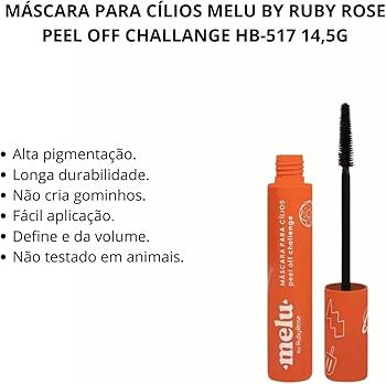 MÁSCARA PARA CÍLIOS PEEL OFF MELU RR517 CHALLENGE RUBYROSE | Amazon (BR)