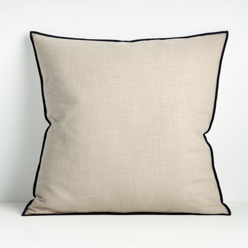 Organic Moonbeam 23" Merrow Stitch Cotton Pillow with Feather Insert. + Reviews | Crate & Barrel | Crate & Barrel