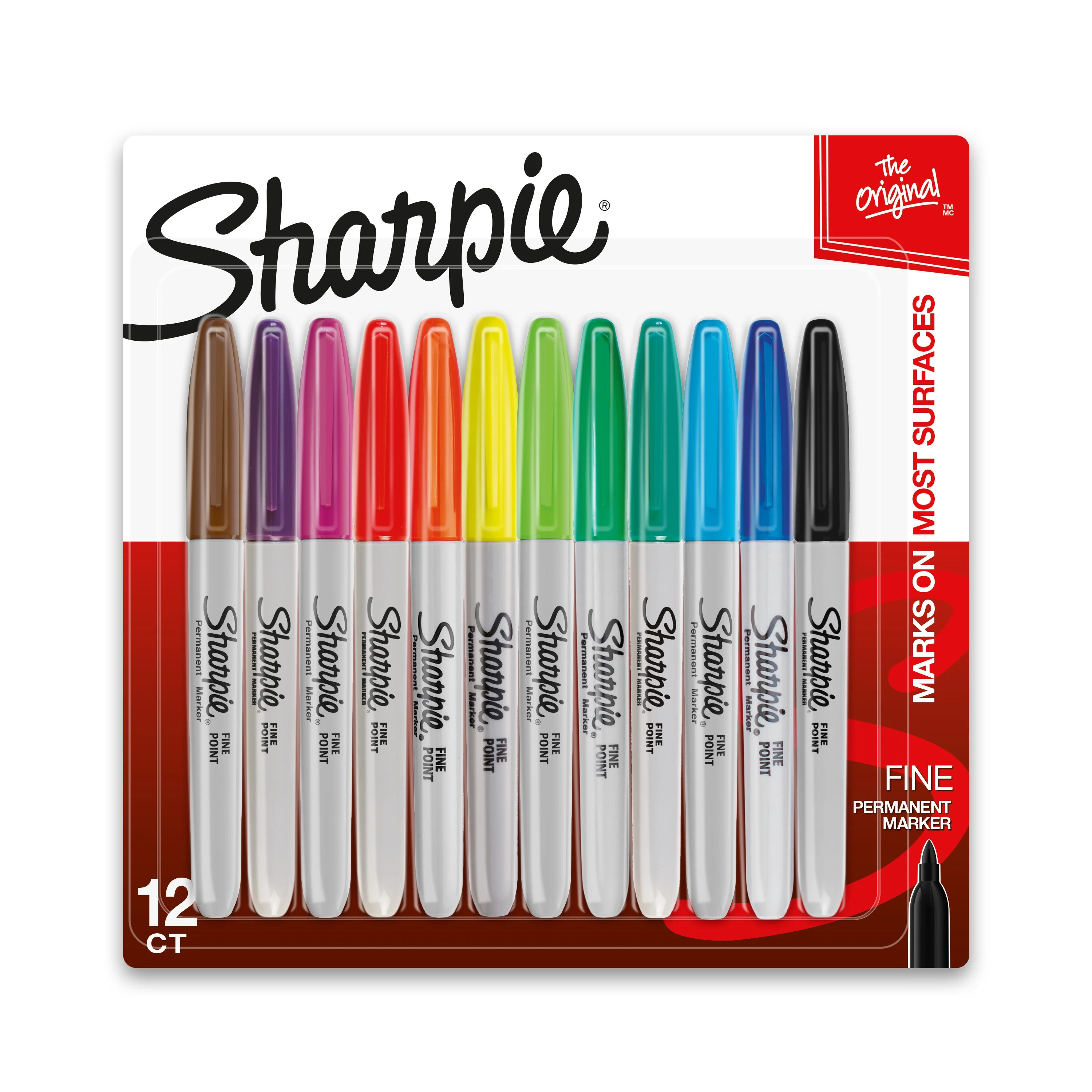 Sharpie Permanent Markers, Fine Point, Assorted Colors, 12 Count - Walmart.com | Walmart (US)