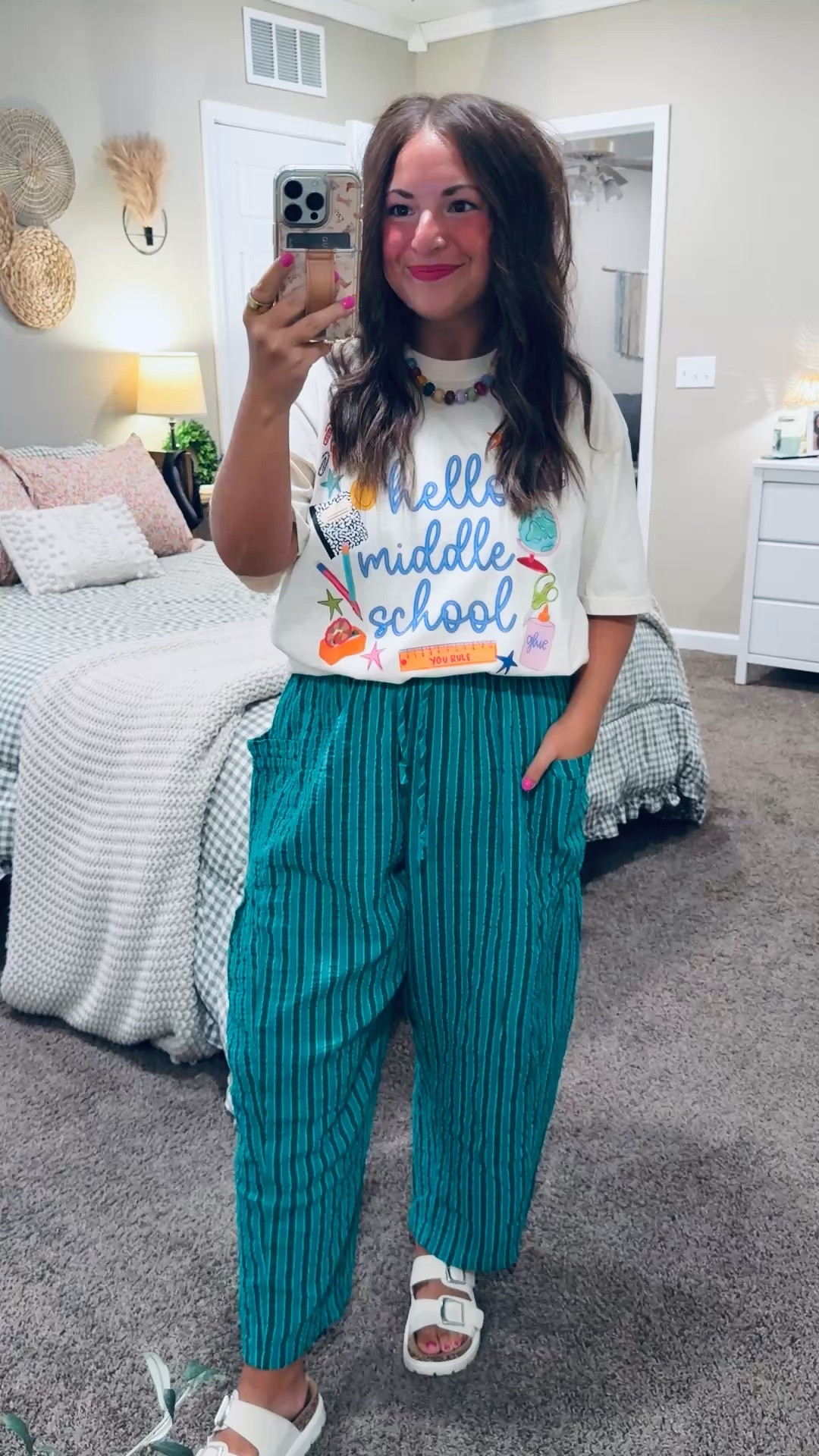 Hello, middle school! 🍎 These comfy striped Amazon pants make the cutest colorful classroom outfit paired with this fun graphic tee! ✏️📚


sandals: sold out, but linking similar options below!
pants: fit true to size // wearing a large
tee: fits true to size // wearing a large 

 #LTKMidsize #LTKWorkwear