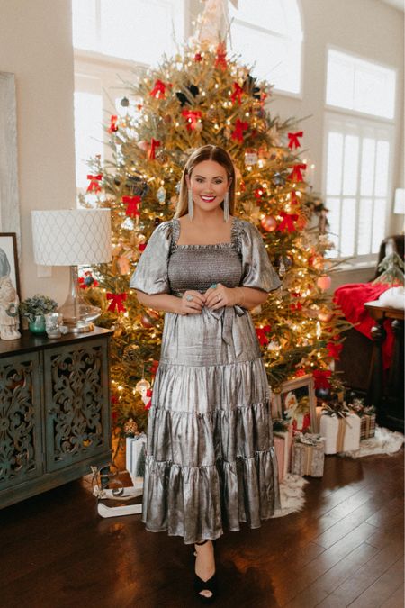 The prettiest silver metallic dress for the holidays and beyond!  

#kbstyled #metallicdress #holidaydress #holidaydresses

#LTKHoliday #LTKSeasonal