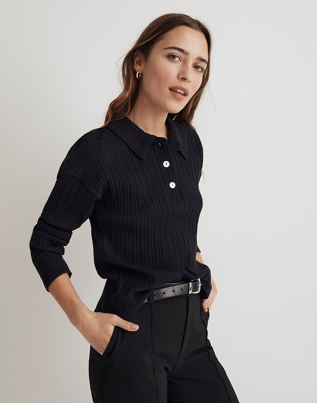 Variegated Rib Boxy Polo Shirt | Madewell