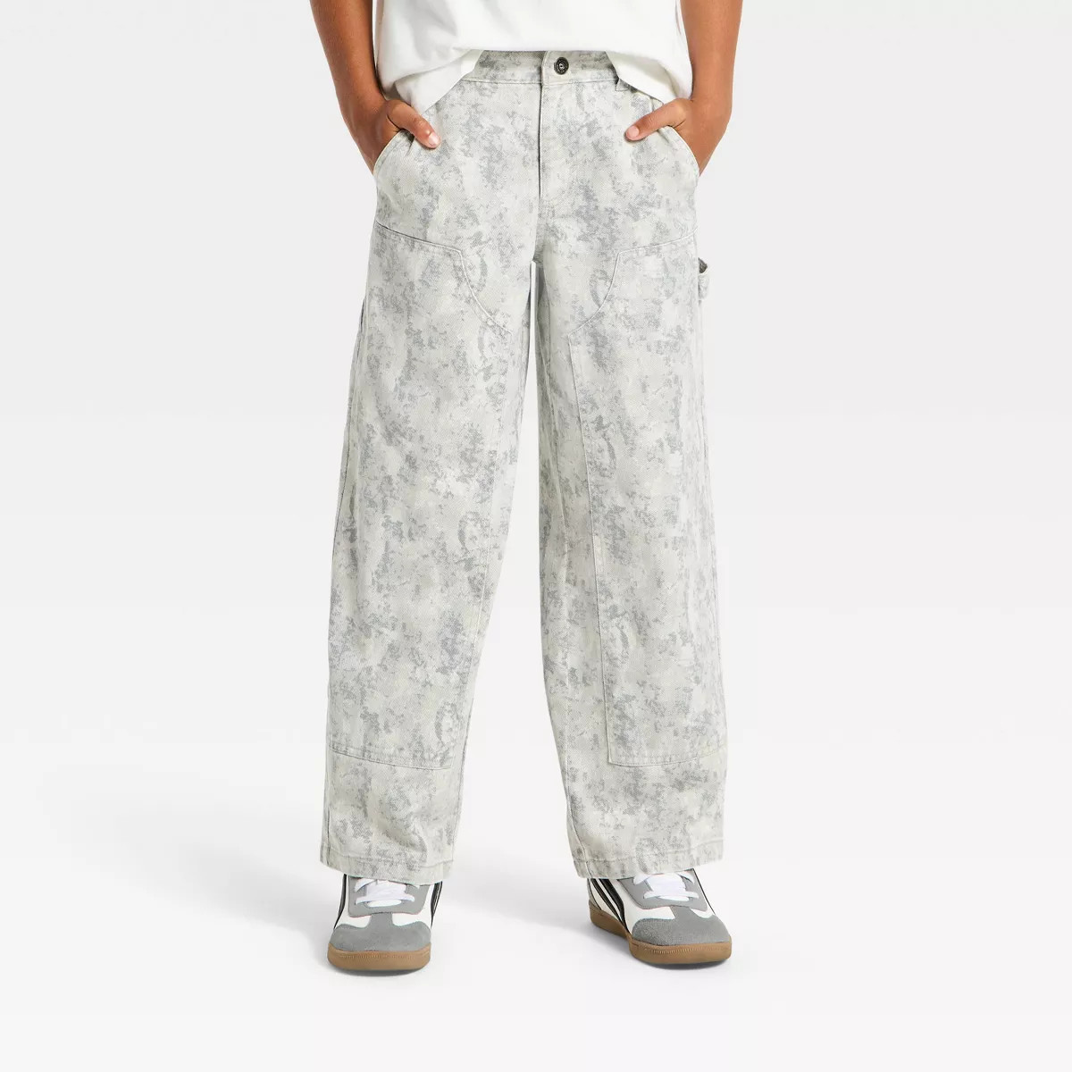 Boys' Baggy Camo Printed Carpenter Pants - art class™ Gray 5 | Target