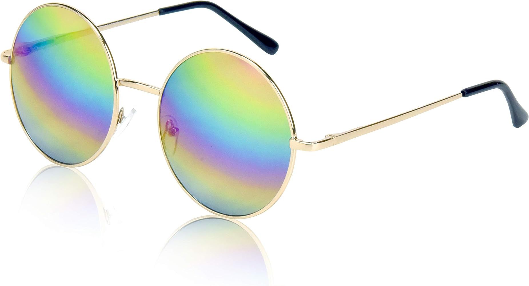 Sunny Pro Big Round Sunglasses Retro Circle Tinted Lens Glasses UV400 Protection | Amazon (US)