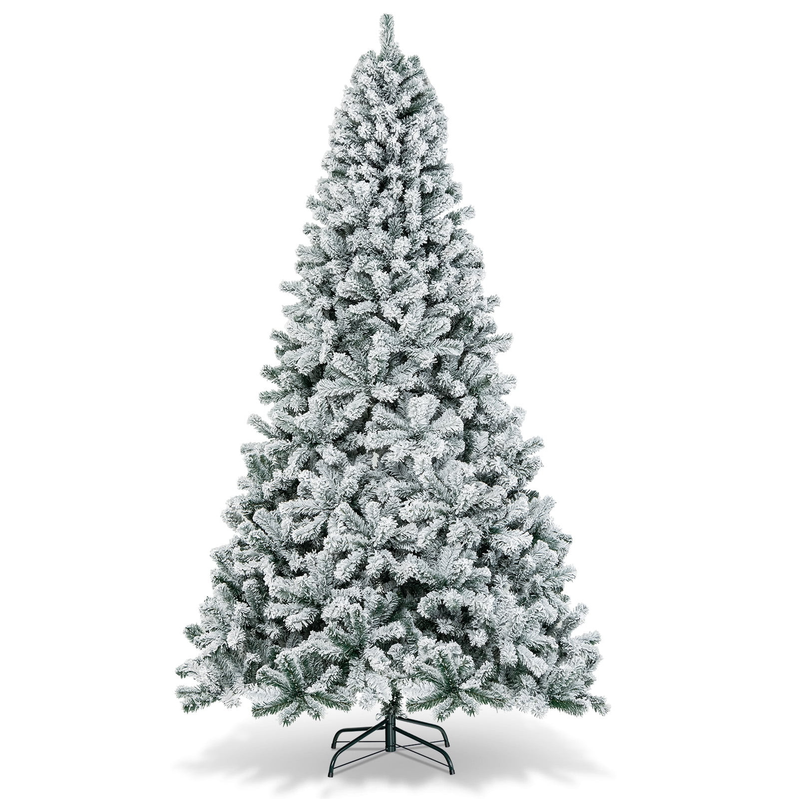 Costway 9ft Snow Flocked Hinged Artificial Christmas Tree Unlit Metal - Walmart.com | Walmart (US)