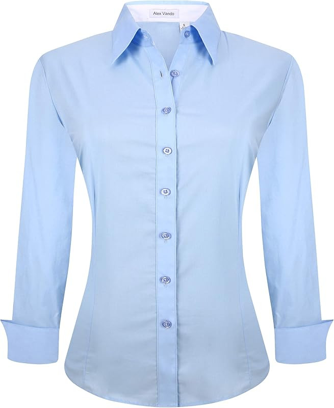 Alex Vando Womens Dress Shirts Regular Fit Long Sleeve Stretch Work Shirt | Amazon (US)