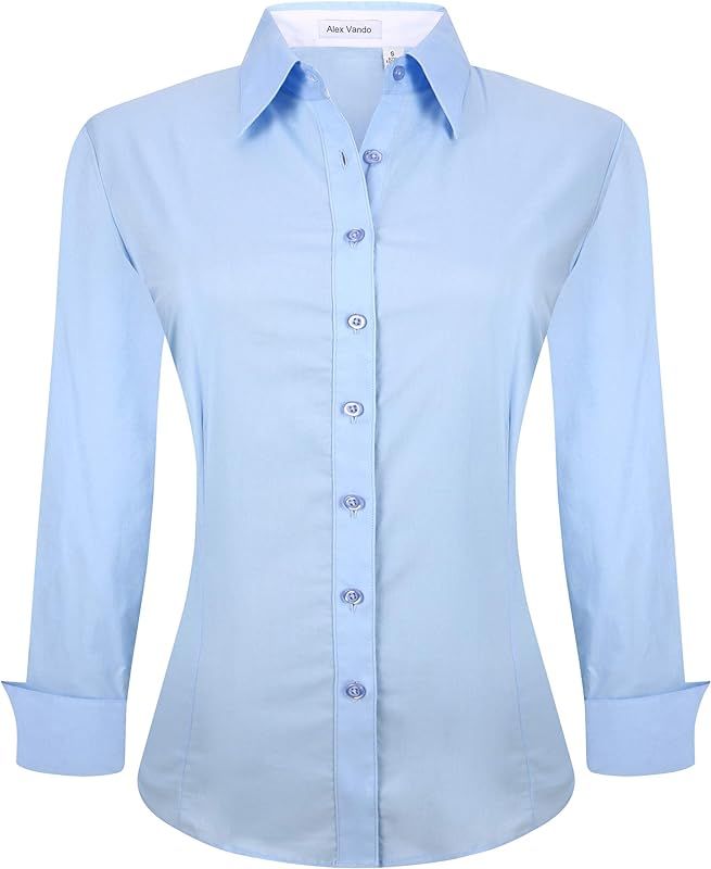 Alex Vando Womens Dress Shirts Regular Fit Long Sleeve Stretch Work Shirt | Amazon (US)