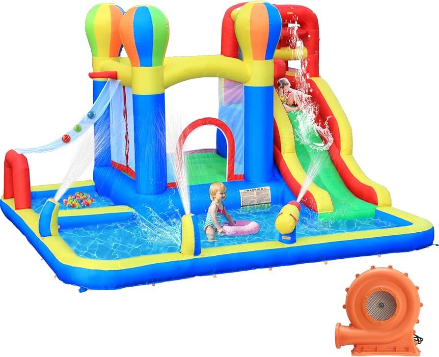 Baralir Inflatable Bounce House with Water Slide and Large Splash Pool, Bouncy Water Park with Su... | Amazon (US)