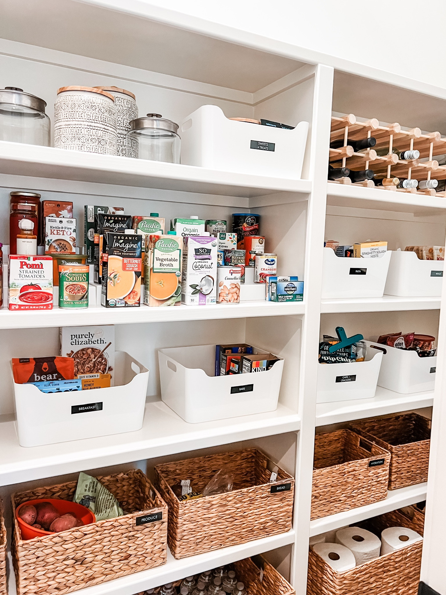 We love how the hyacinth baskets and the natural wine rack break up the white. It’s a gorgeous combo!

#LTKstyletip #LTKhome #LTKfamily