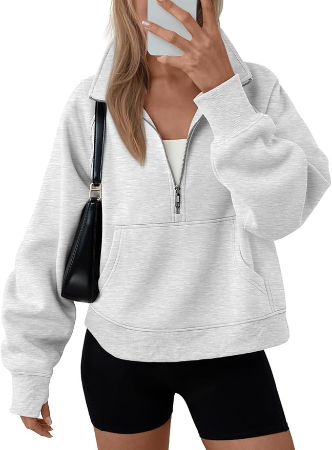 WYNNQUE Womens Sweatshirts Hoodies 2025 Fall Fashion Clothes Half Zip Pullover Cropped Fleece Swe... | Amazon (US)