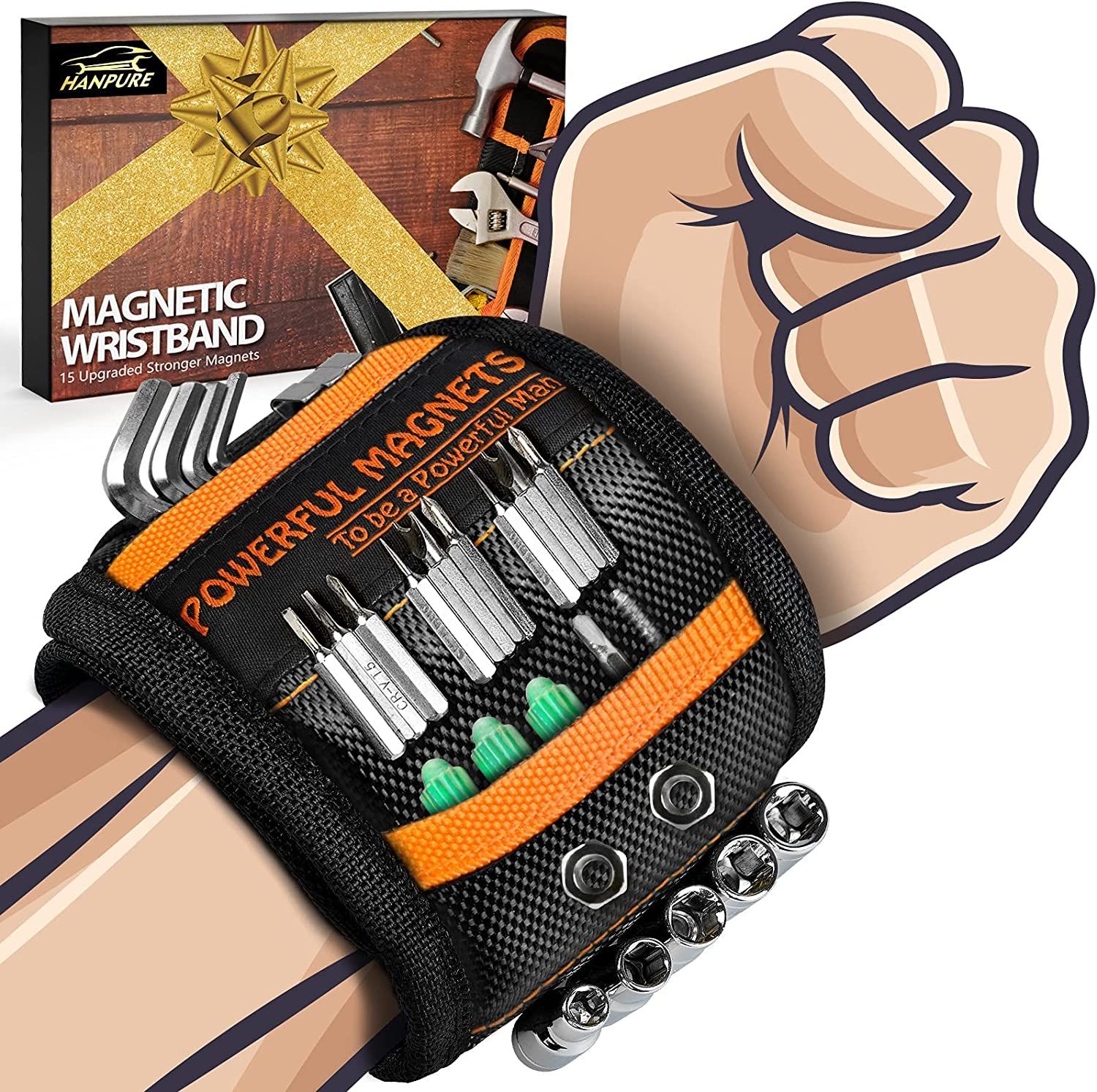 HANPURE Tool Gifts for Men Stocking Stuffers - Magnetic Wristband for Holding Screws, Wrist Magne... | Amazon (US)