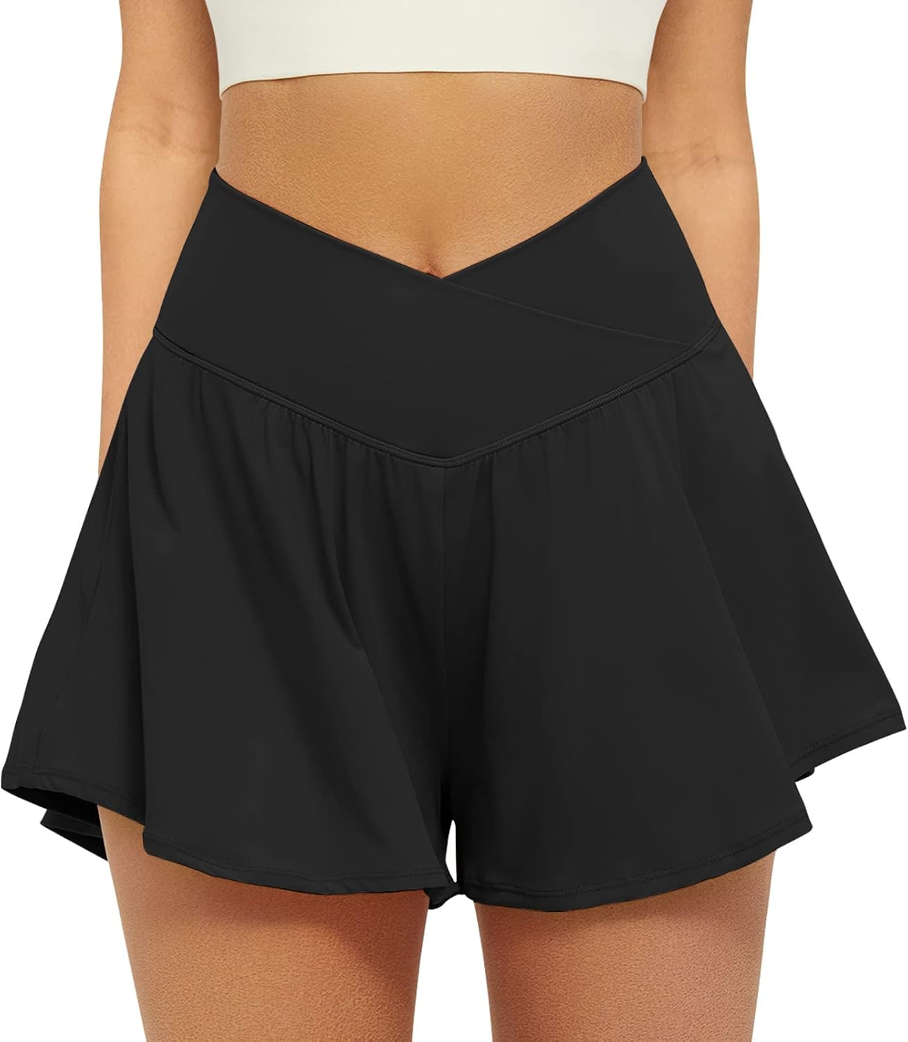 FireSwan Crossover Athletic Shorts for Women 2 in 1 Flowy Running Shorts with Pockets Spandex Butterfly Workout Tennis Skorts | Amazon (US)