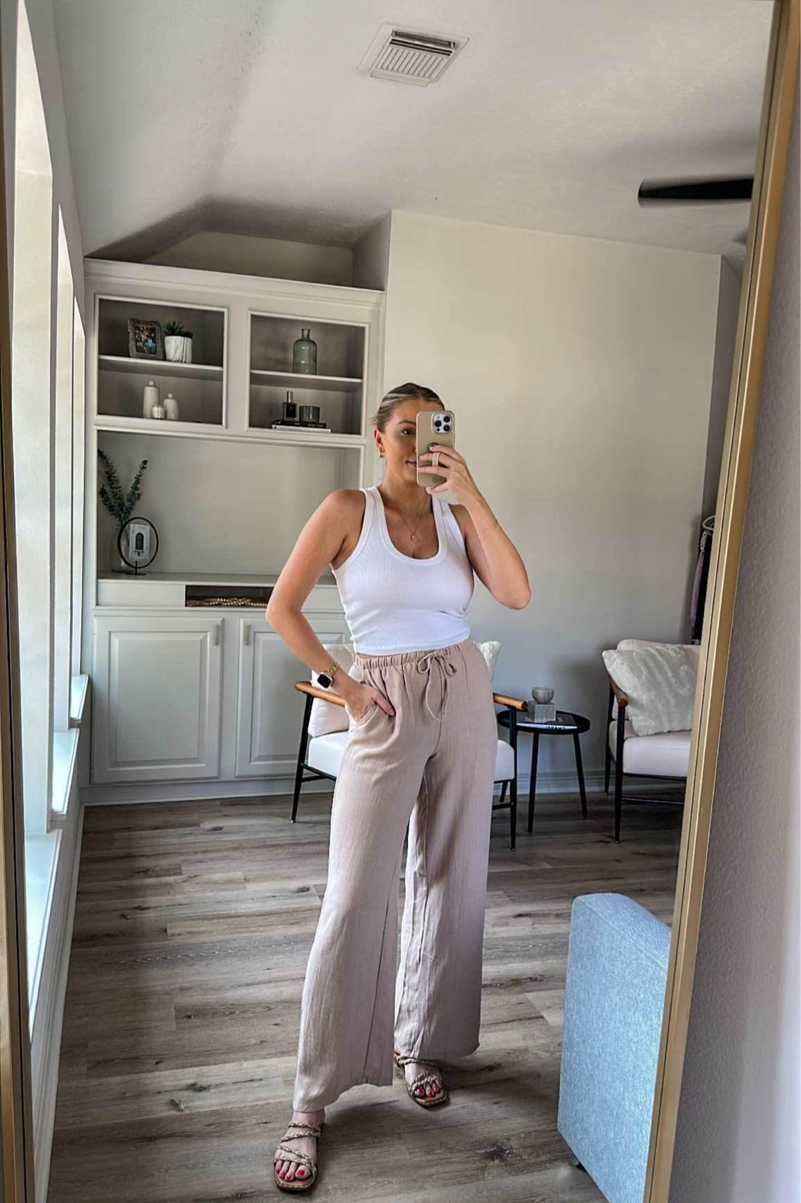 Mom fit of the day /  early fall outfit
Tank in M
Linen pants in S
Sandals tts
Nursing bra in L

#LTKSeasonal #LTKstyletip #LTKunder100