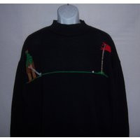 Vintage Gap Black Cotton Embroidered Golf Golfer Links Mens Sweater Large L Fore Gift | Etsy (US)