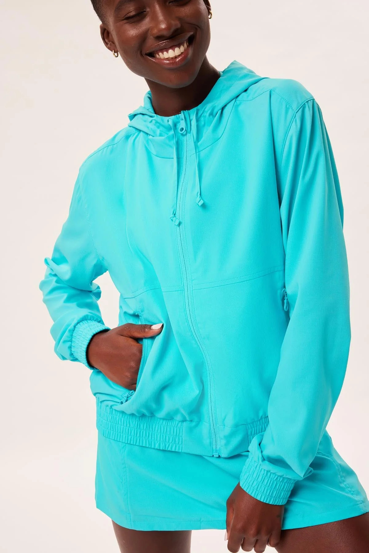 Turquoise BioWoven Summit Track Jacket | Girlfriend Collective