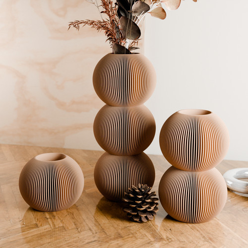 Modernized Pottery Bubble Vase Set, No Waterproof Insert in Natural Wood at Nordstrom | Nordstrom
