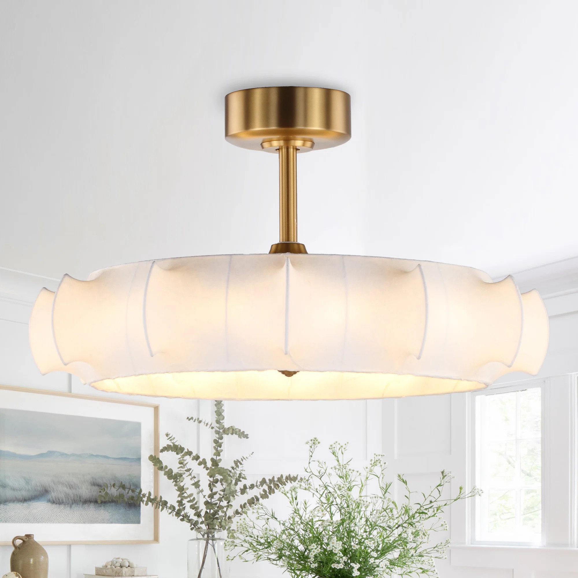 29.6" Caged Ceiling Fan with Dimmable LED Lights and Remote Control | Wayfair North America